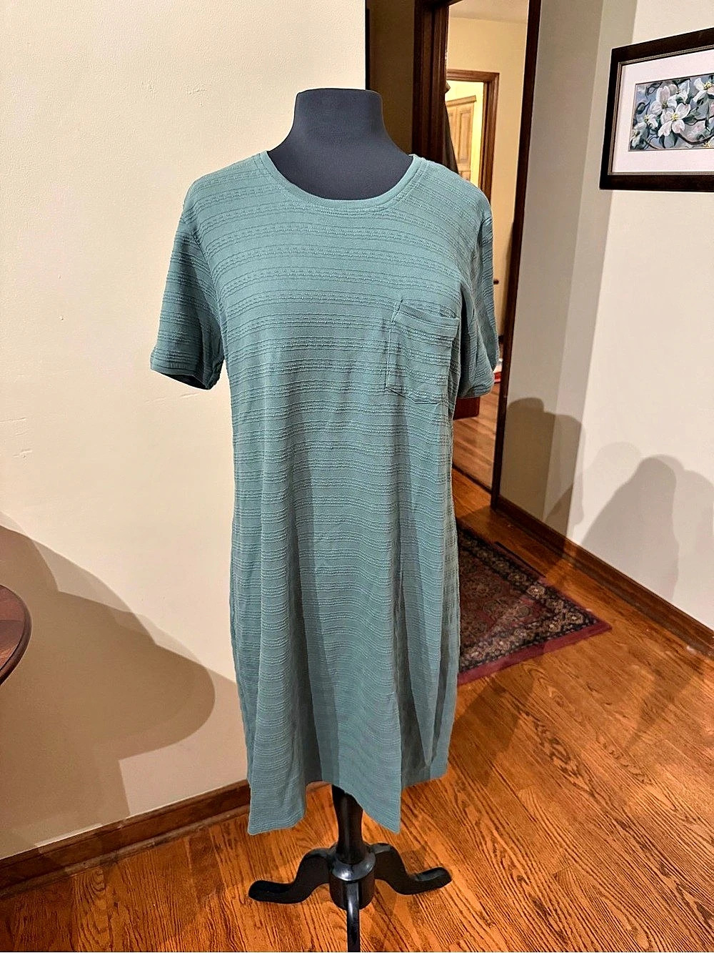 KUHL Willa T-Shirt Dress Textured Midi Green Large